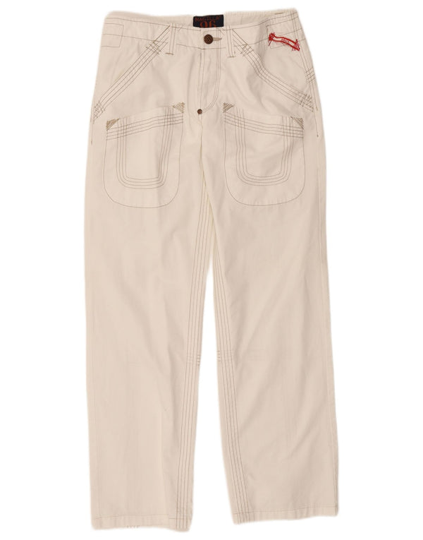 Винтажные женские прямые брюки-карго W28 L30, белый хлопок