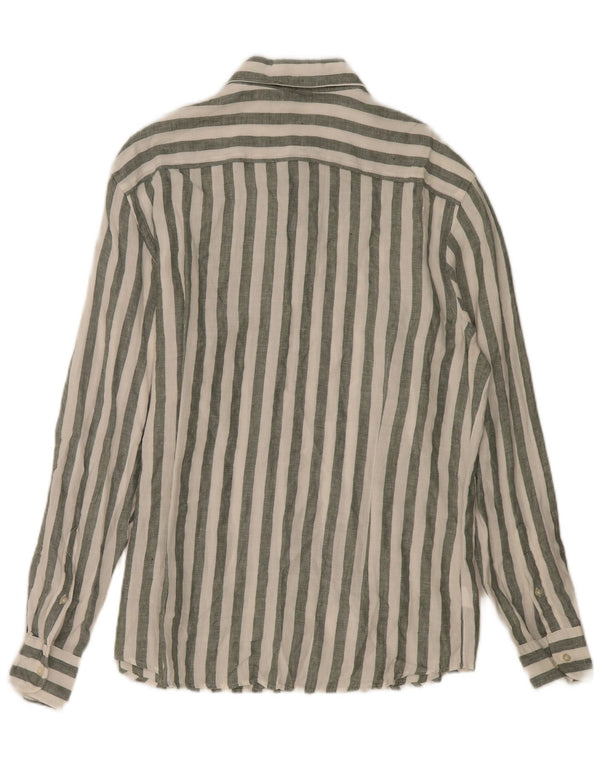 Мужская рубашка MASSIMO DUTTI XL, льняная полоска цвета хаки