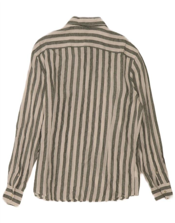 MASSIMO DUTTI Mens Shirt XL Khaki Striped Linen Vintage Massimo Dutti and Second-Hand Massimo Dutti from Messina Hembry 