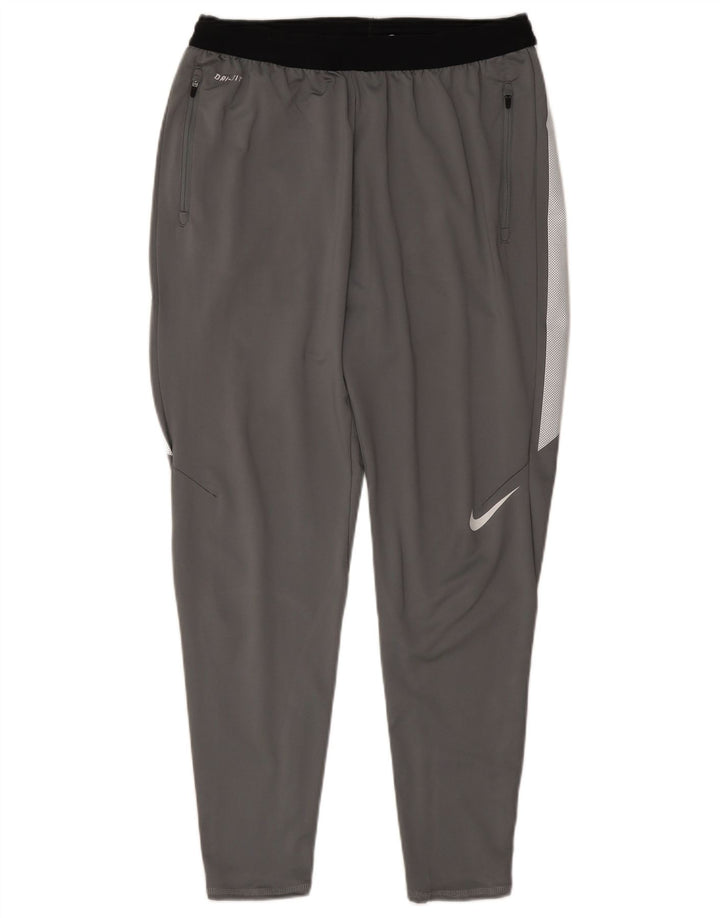 Мужские спортивные брюки Nike Dri Fit, большие серые полиэстер с цветными блоками