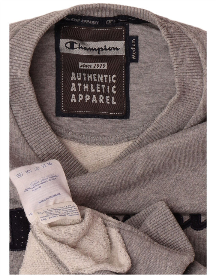 CHAMPION Womens Graphic Sweatshirt Jumper UK 14 Medium Grey Cotton