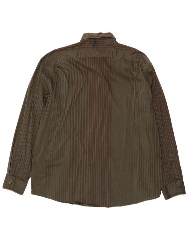 Мужская рубашка Trussardi Jeans 3XL, цвет хаки, хлопок в полоску