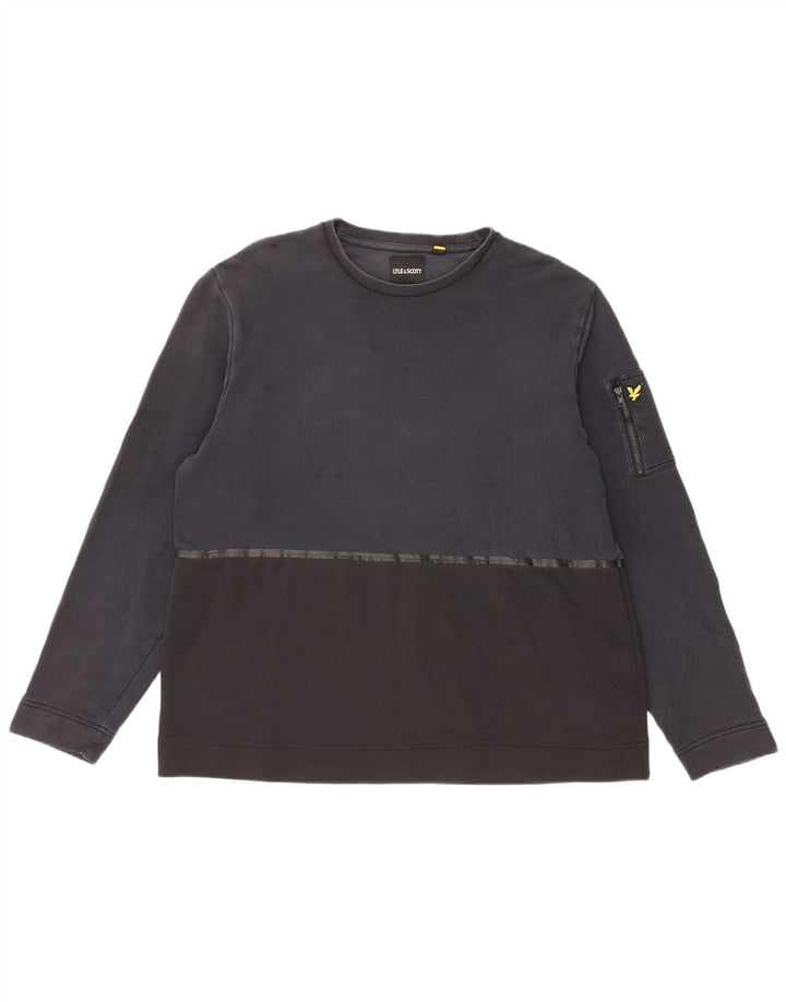 Мужской свитшот Lyle & Scott, джемпер XL, черный, хлопок с цветными блоками