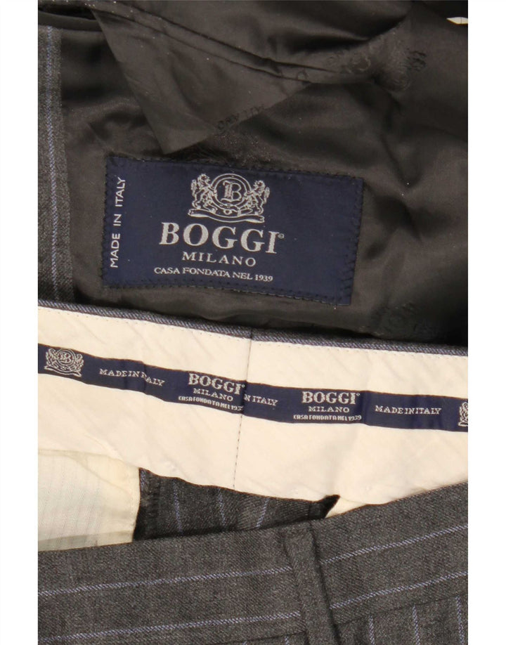 Мужской костюм Boggi на двух пуговицах IT 48, средний W31 L32, серый, шерстяной в тонкую полоску