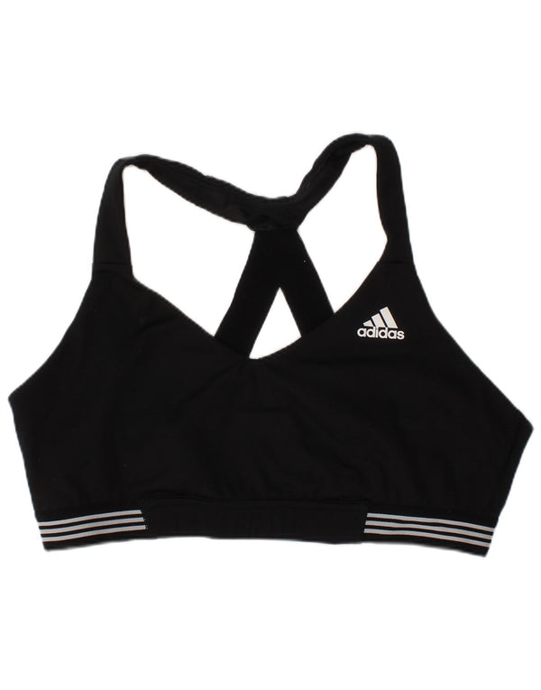 Женский спортивный бюстгальтер Adidas Top UK 16/18, полиэстер в большую черную полоску, спортивный