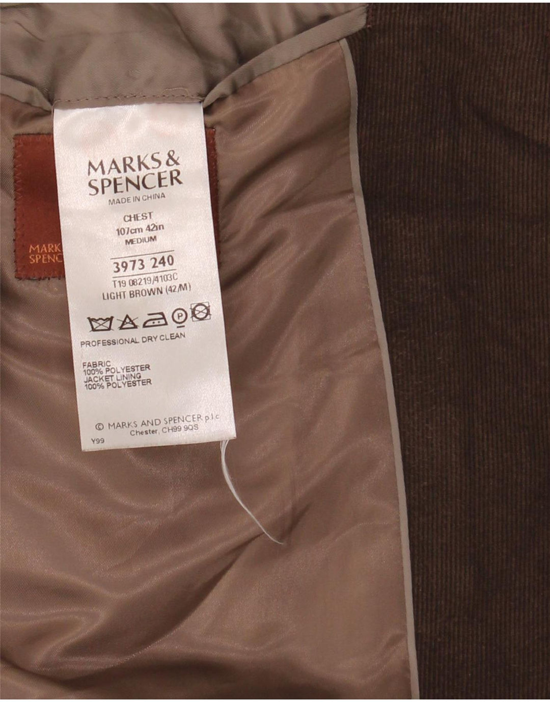 Мужской вельветовый пиджак с 3 пуговицами Marks & Spencer UK 42, большой коричневый