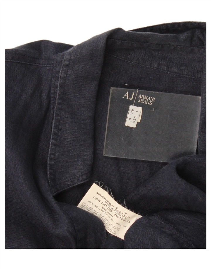 Женская пуловерная рубашка Armani Jeans IT 42 Medium Navy Blue Linen