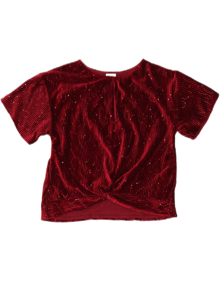 Велюровая блузка Zara для девочек, топ 9–10 лет, красный полиэстер