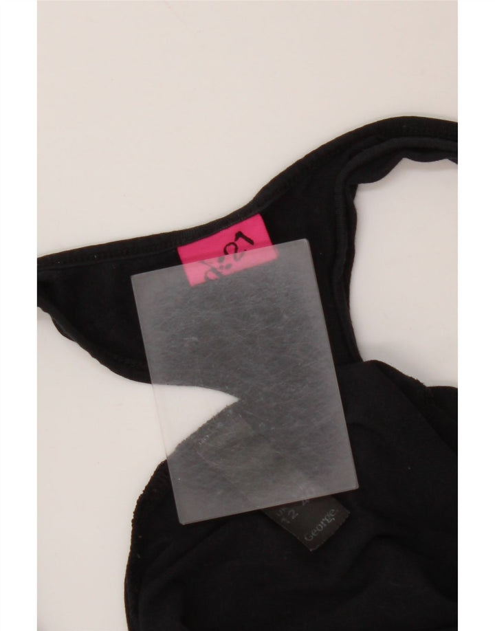 ВИНТАЖНЫЙ женский жилет с графическим рисунком UK 12, средний черный хлопок, черный