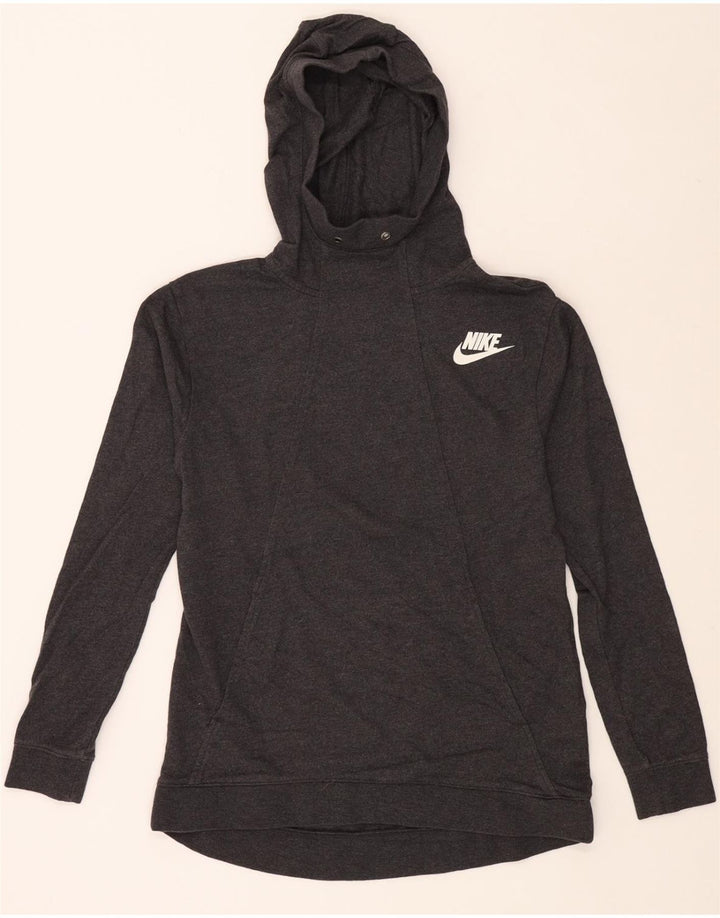 NIKE Womens Oversized Hoodie Jumper UK 6 XS Grey Polyester Vintage Nike and Second-Hand Nike from Messina Hembry 
