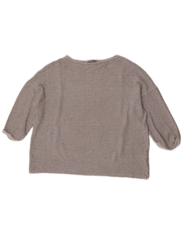 Женская блузка оверсайз с рукавом 3/4 Zara UK 14, средний серый в полоску