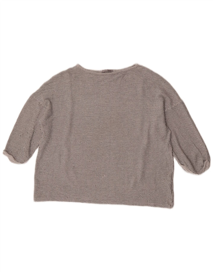 Женская блузка оверсайз с рукавом 3/4 Zara UK 14, средний серый в полоску