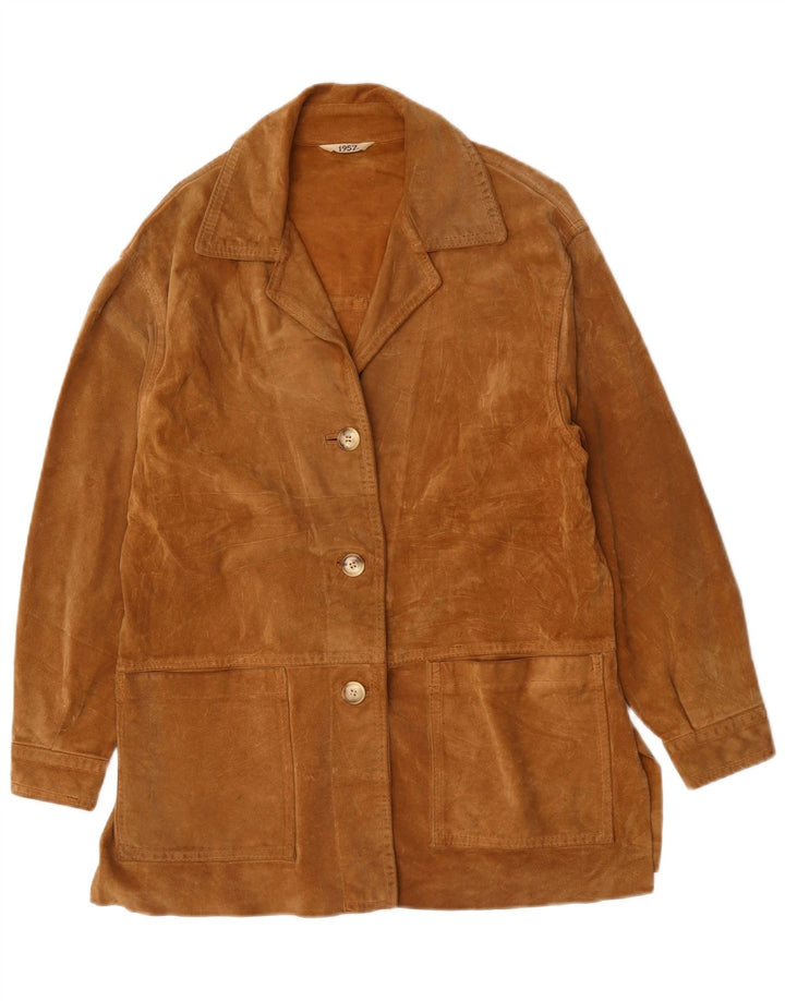 Женская замшевая куртка VINTAGE UK 14, большая коричневая