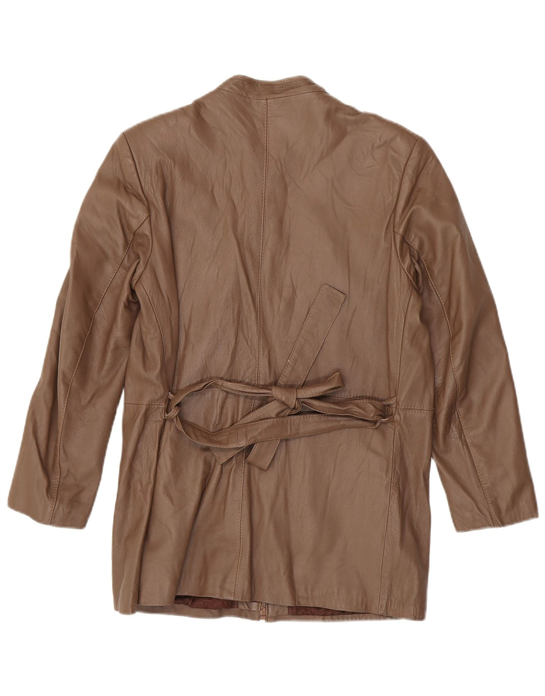 Винтажное женское кожаное пальто UK 14, кожа среднего коричневого цвета