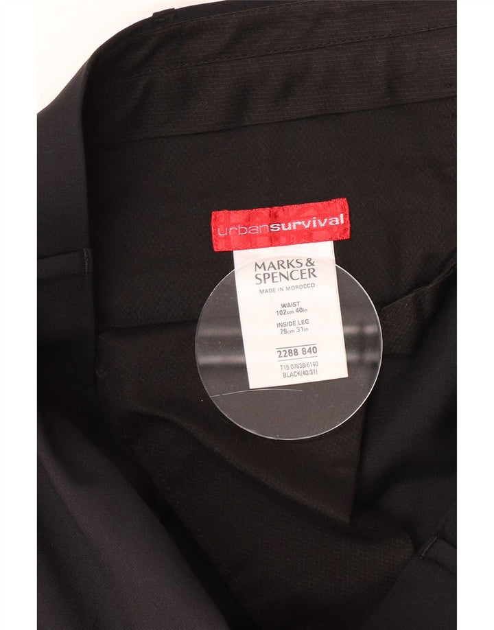 Мужские прямые костюмные брюки Marks & Spencer W40 L31 черные шерстяные