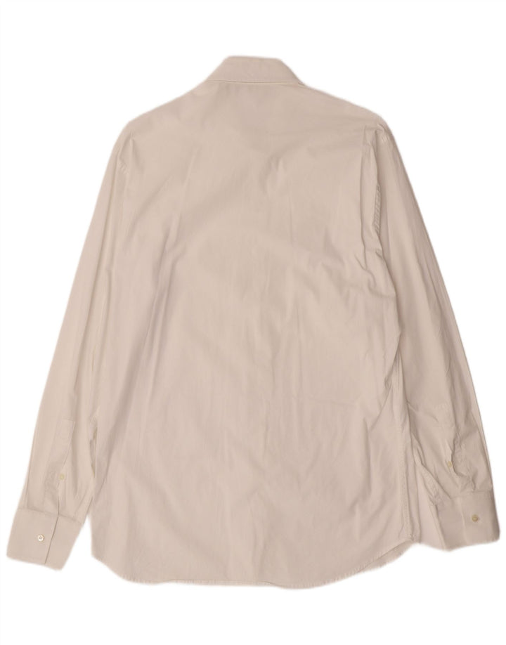 TRUSSARDI Мужская рубашка из хлопка среднего размера белого цвета