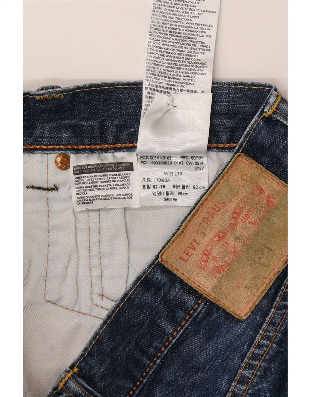 Мужские прямые джинсы Levi's W32 L30 синие, хлопок