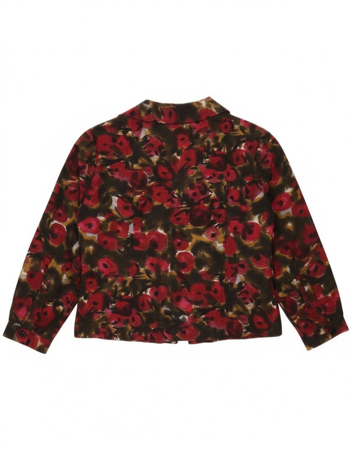 Винтажная женская блузка-рубашка UK 16, большая разноцветная с цветочным принтом