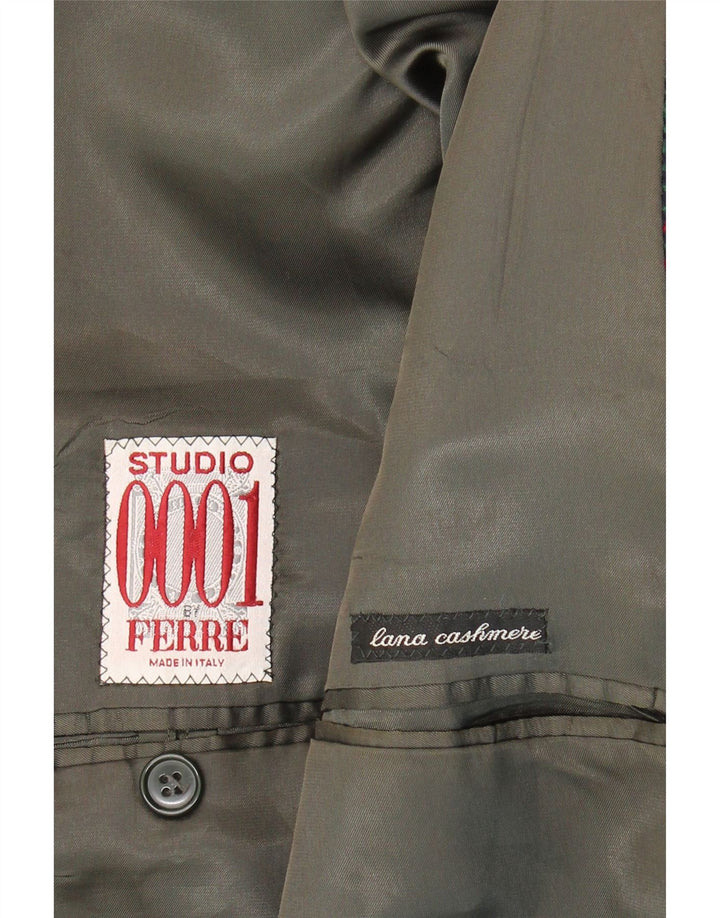 FERRE Mens 2 Button Blazer Jacket UK 40 Large Green Check Wool Vintage Ferre and Second-Hand Ferre from Messina Hembry 