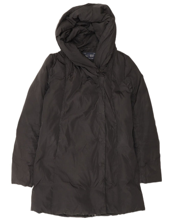 ARMANI JEANS Женское пуховое пальто оверсайз с капюшоном IT 38 XS Черный Полиэстер