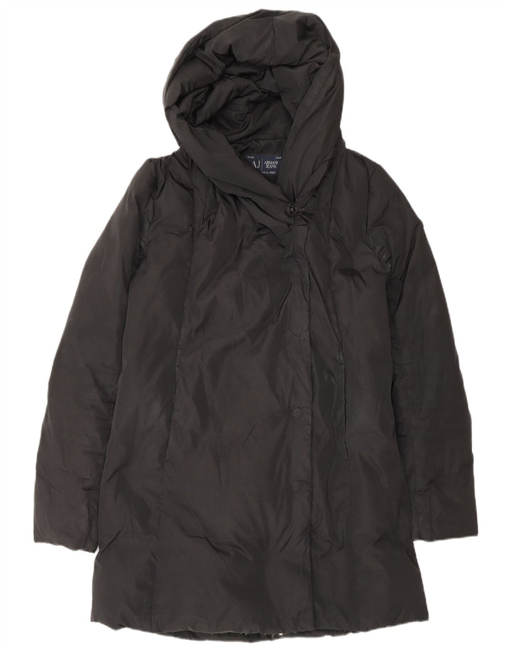 ARMANI JEANS Женское пуховое пальто оверсайз с капюшоном IT 38 XS Черный Полиэстер