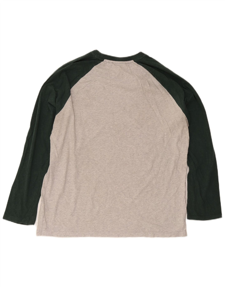 Мужской топ Superdry с длинным рукавом 2XL, серый хлопок с цветными блоками