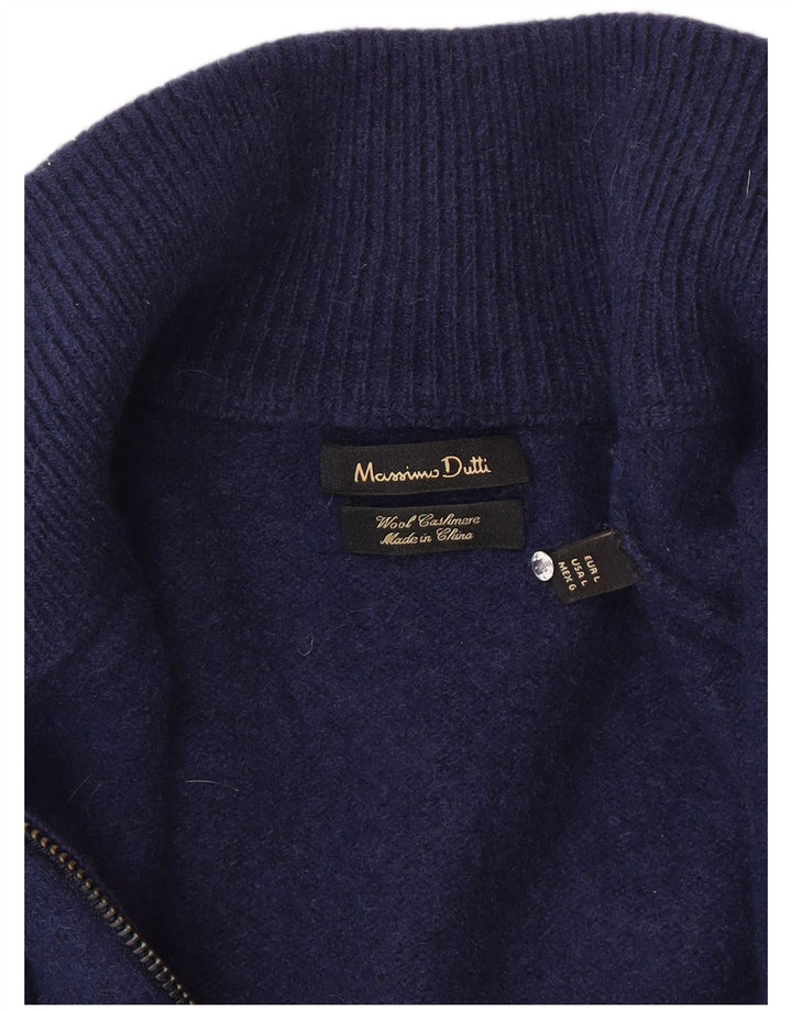 Мужской кардиган Massimo Dutti, большой темно-синий шерстяной свитер