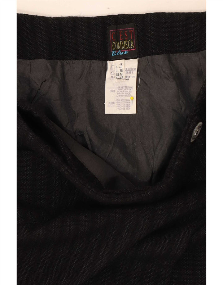 Женская мини-юбка C'EST COMMECA UK 12 Medium W28, черная полоска из шерсти