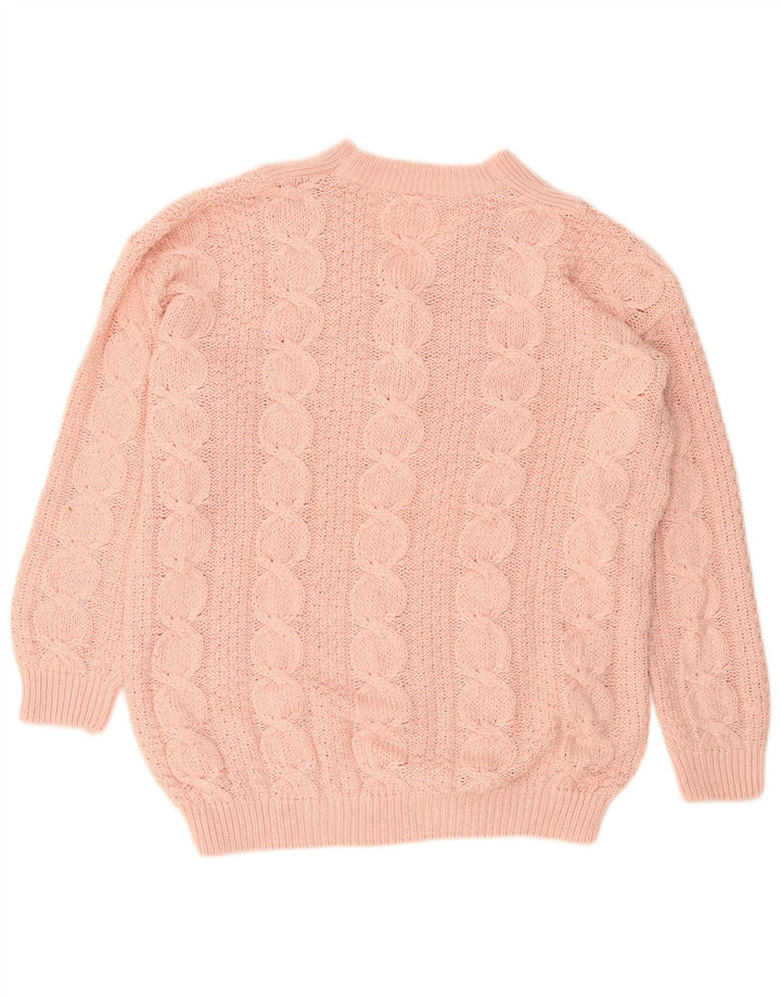 ВИНТАЖНЫЙ женский джемпер с v-образным вырезом, Великобритания 16, большой розовый акрил