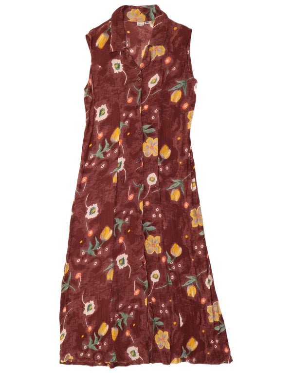 Винтажное женское платье макси без рукавов, Великобритания 14, средний коричневый цвет, вискоза