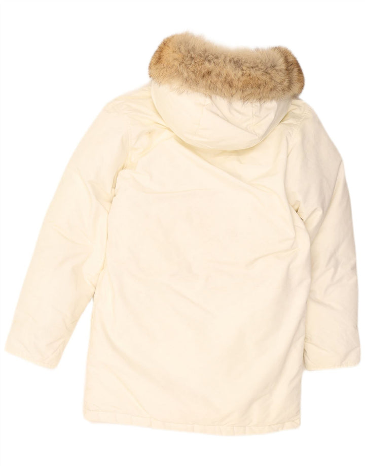 Мужская утепленная куртка Woolrich с капюшоном UK 36, маленькая, белый нейлон