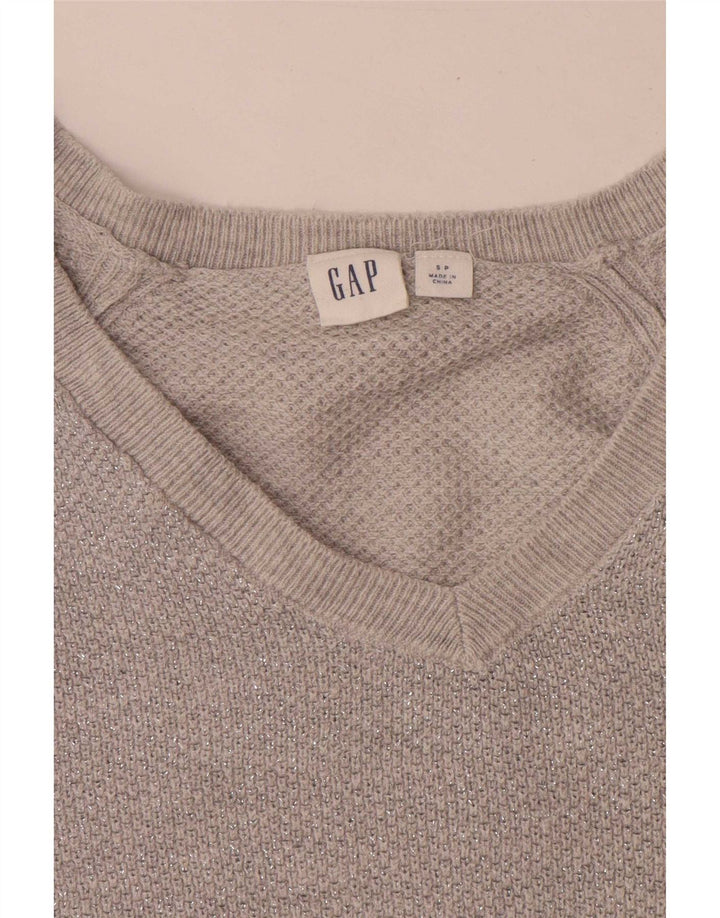 Женский свободный джемпер с v-образным вырезом Gap UK 10, маленький серый цвет