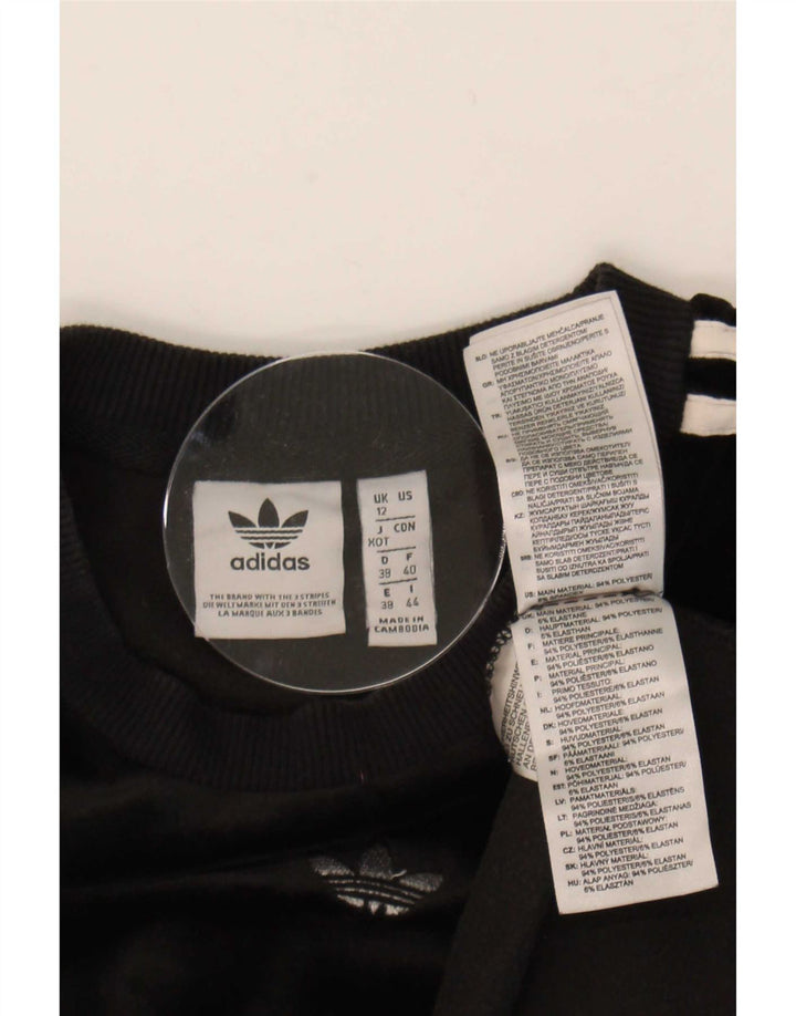 Женский велюровый топ Adidas с длинным рукавом UK 12, средний черный, полиэстер