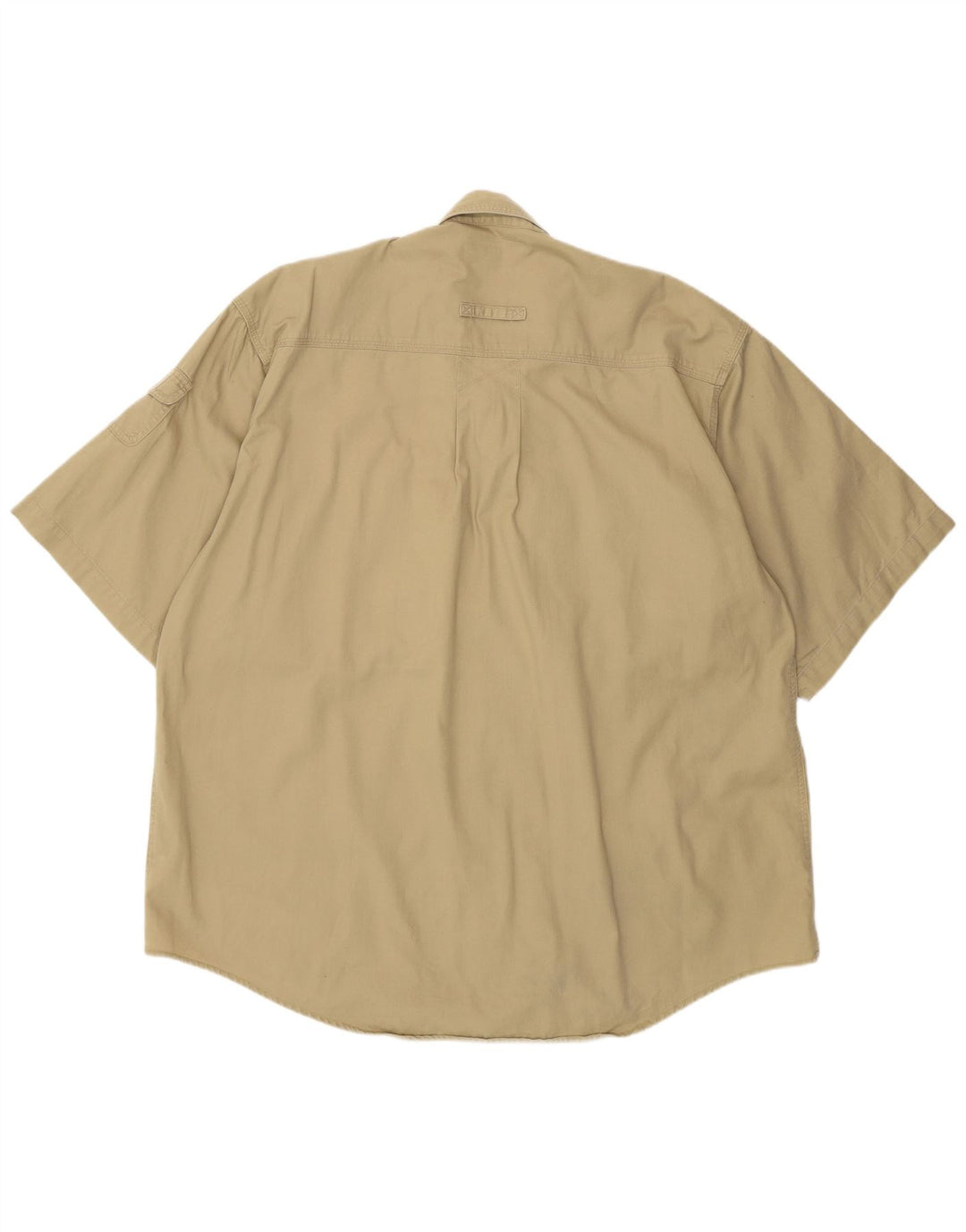 Винтажная мужская рубашка с коротким рукавом XL, бежевый хлопок