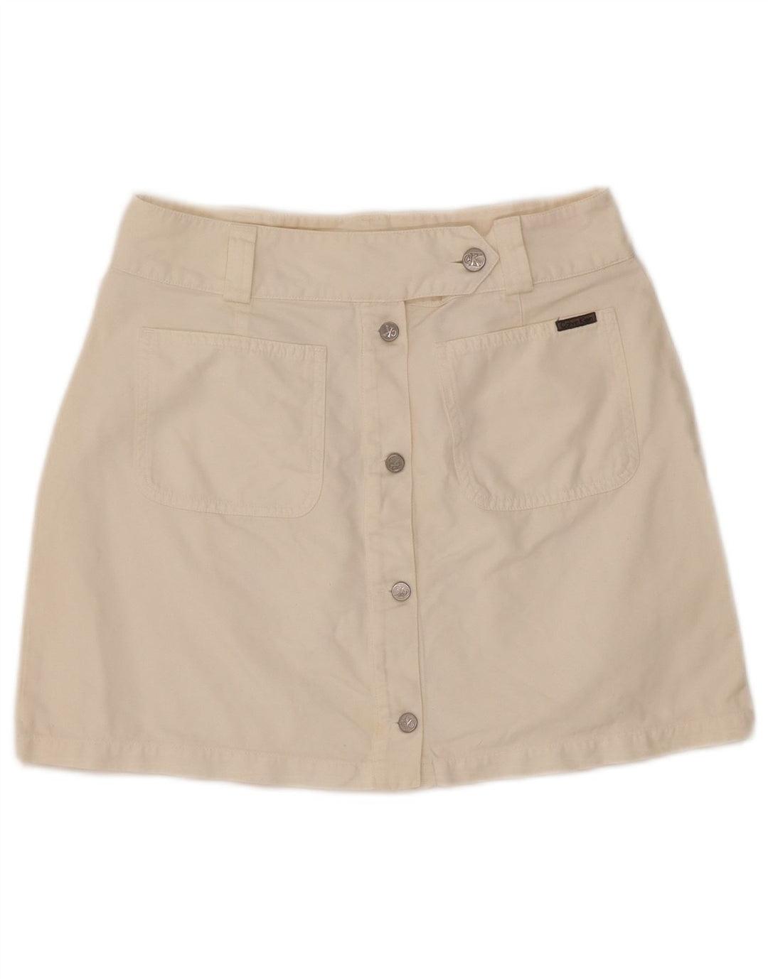 CALVIN KLEIN Женская мини-юбка W30 среднего цвета, хлопок белого цвета