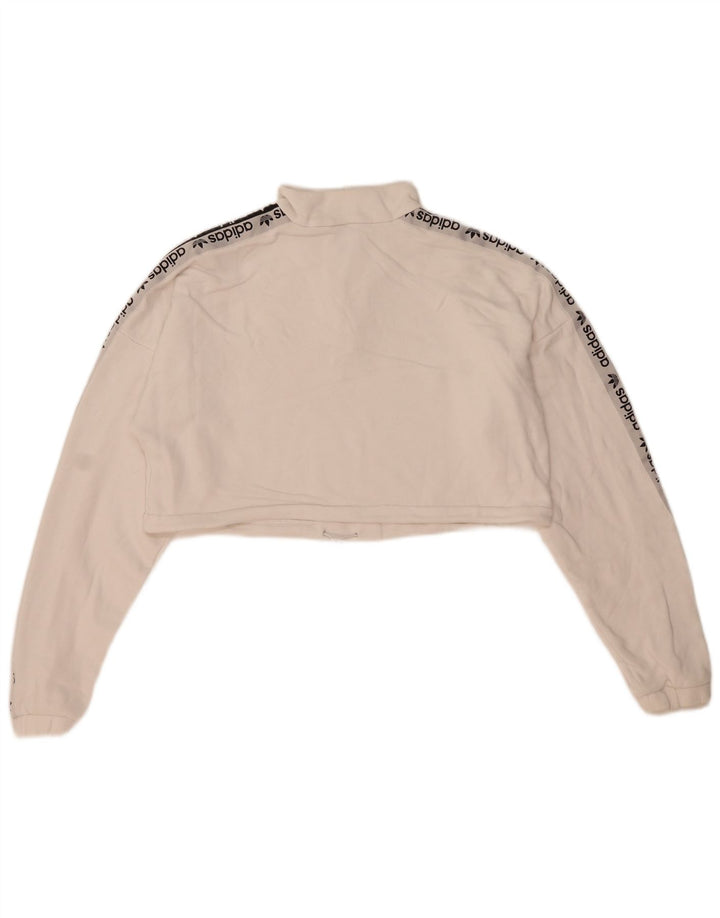 Женский укороченный свитшот с рисунком Adidas Oversized UK 12, средний белый