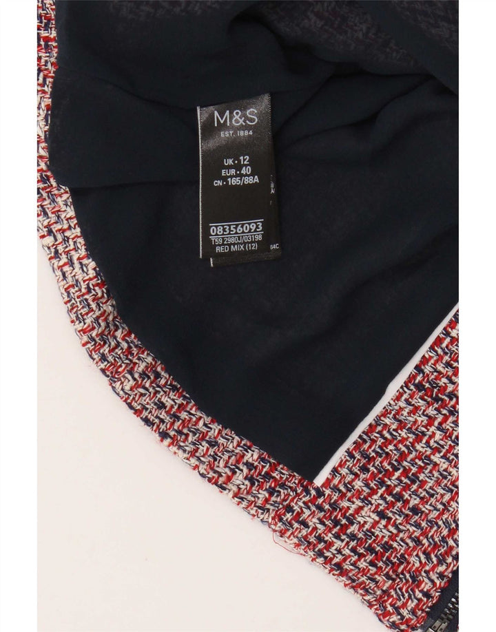 Женский укороченный пиджак Marks & Spencer UK 12, хлопковый средний красный с крапинками