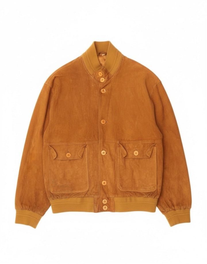 Винтажный мужской замшевый бомбер IT 50, большой, бежевый кожаный