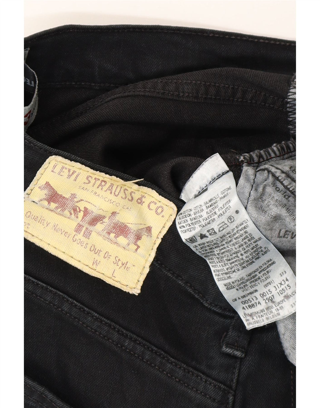 Мужские джинсы скинни LEVI'S 513 W31 L26, черный хлопок