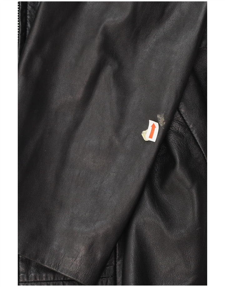 GERRY WEBER Женское кожаное пальто UK 16 большое черное кожаное