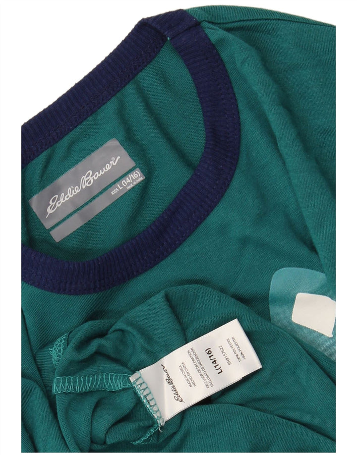EDDIE BAUER Футболка с рисунком для мальчиков, длинный рукав, 13–14 лет, большой зеленый цвет