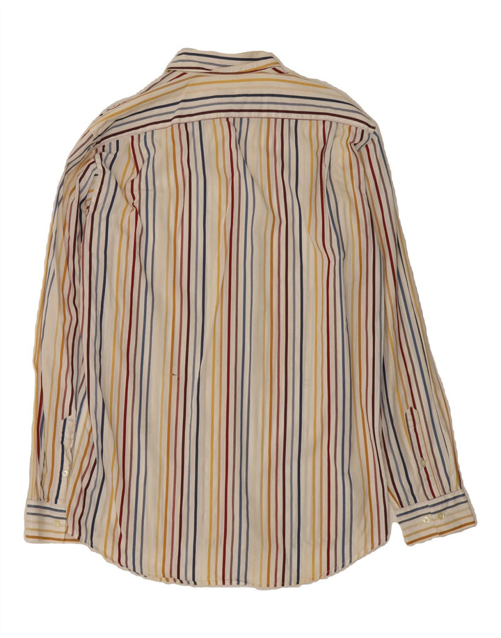 LACOSTE Mens Shirt Size 39 Medium Beige Striped Cotton Vintage Lacoste and Second-Hand Lacoste from Messina Hembry 