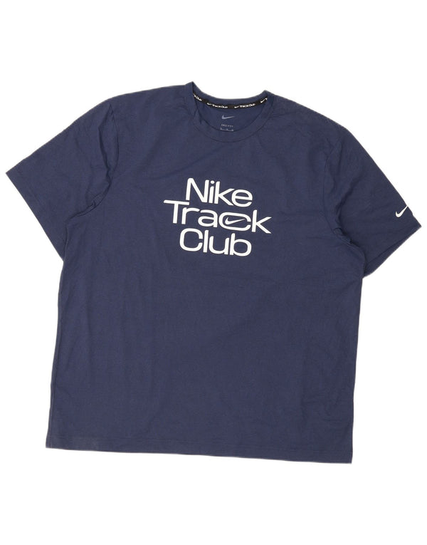 Мужская футболка с рисунком Nike Dri Fit Top XL темно-синего цвета из полиэстера