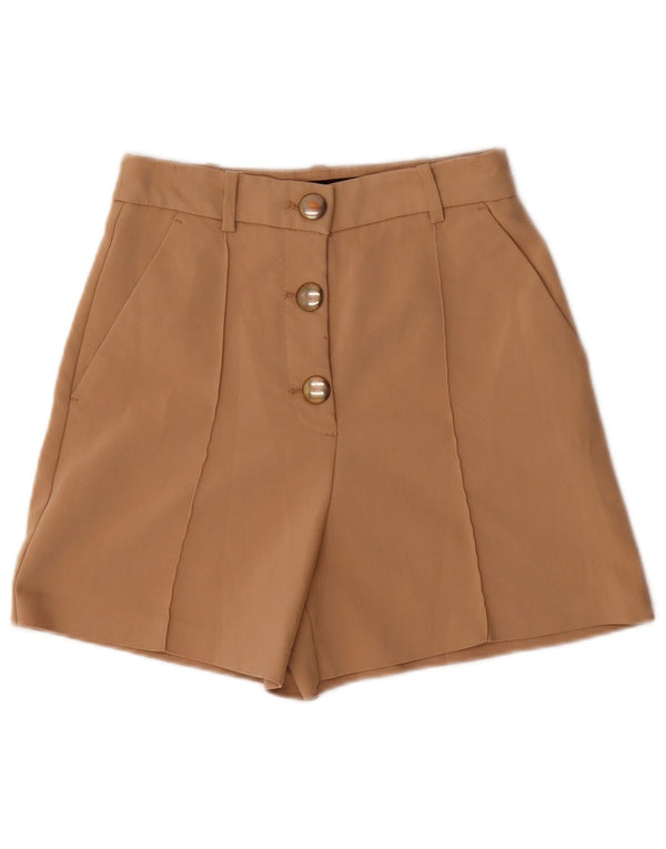 Женские шорты чинос с высокой талией Zara, маленькие, бежевые, хлопок, W26
