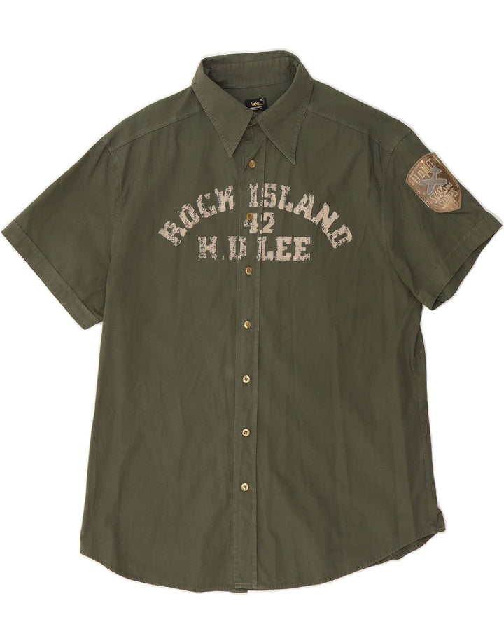 LEE Mens Graphic Short Sleeve Shirt XL Green Cotton Vintage Lee and Second-Hand Lee from Messina Hembry 