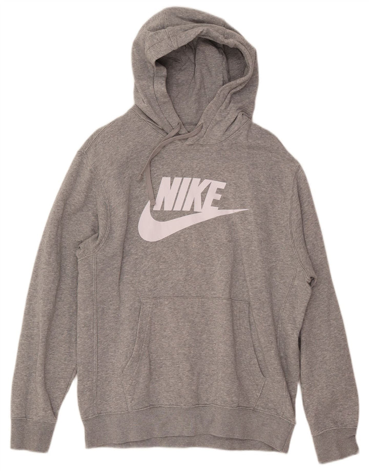 Мужской джемпер с капюшоном с графическим рисунком Nike, хлопковый цвет среднего серого цвета