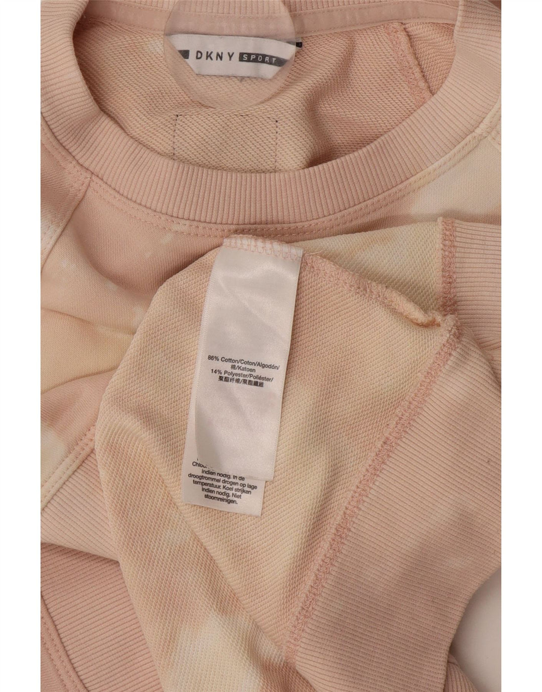 Женский свитшот с рисунком Dkny, хлопковый джемпер с рисунком тай-дай, Великобритания 14, средний розовый цвет