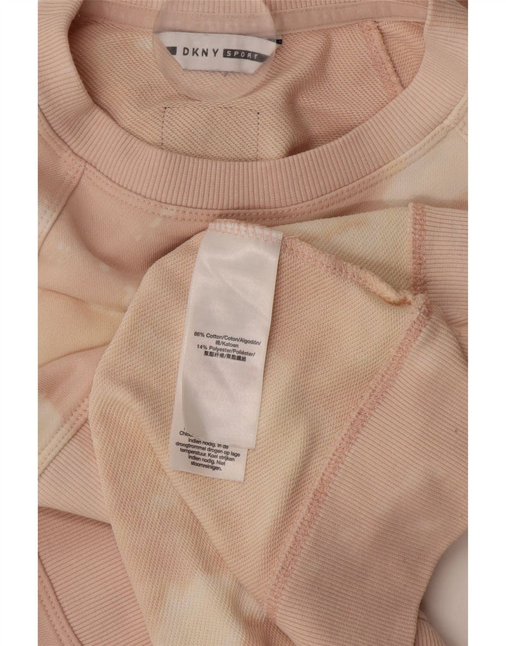 Женский свитшот с рисунком Dkny, хлопковый джемпер с рисунком тай-дай, Великобритания 14, средний розовый цвет