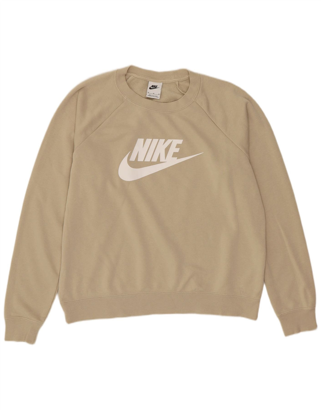 Женский свитер большого размера с рисунком Nike UK 14, средний бежевый, хлопковый