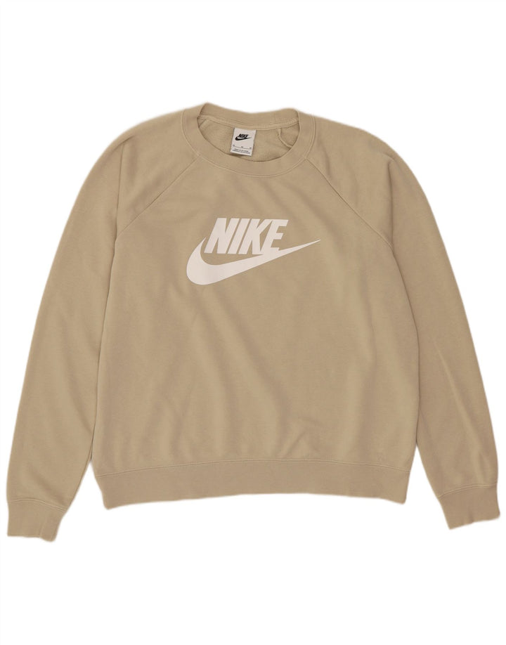 Женский свитер большого размера с рисунком Nike UK 14, средний бежевый, хлопковый